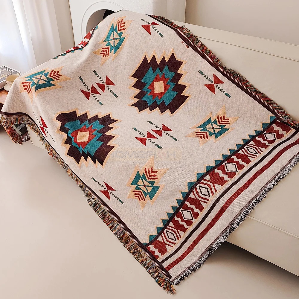 Ацтекское одеяло большого разм – обзор и цена Boho Throw Blanket Fringe