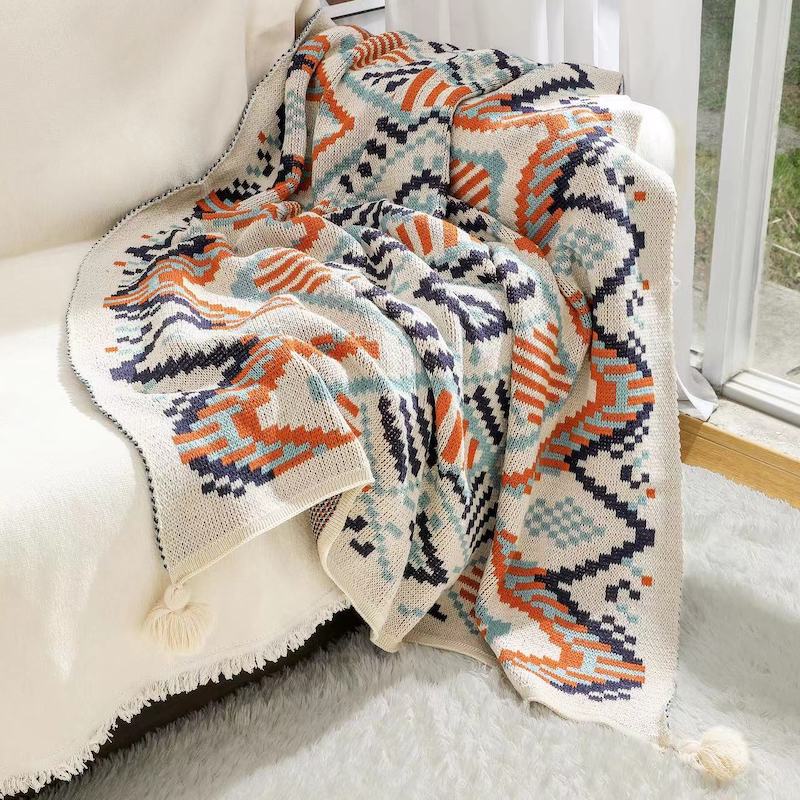Плед в стиле бохо с бахромой,  – обзор и цена Boho Throw Blanket Fringe